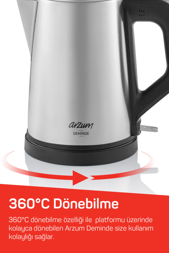 Arzum AR3129 Deminde Çay Makinesi 1800W, 1 L Demlik Kapasitesi, Inox - Görsel 3