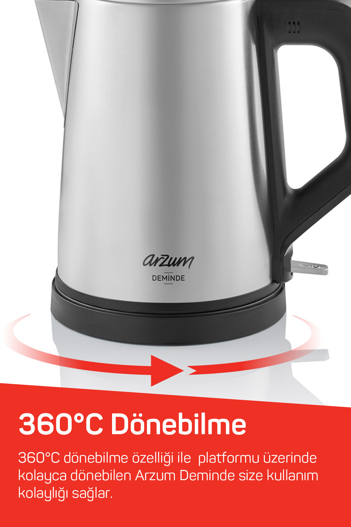 Arzum AR3129 Deminde Çay Makinesi 1800W, 1 L Demlik Kapasitesi, Inox - Görsel 3