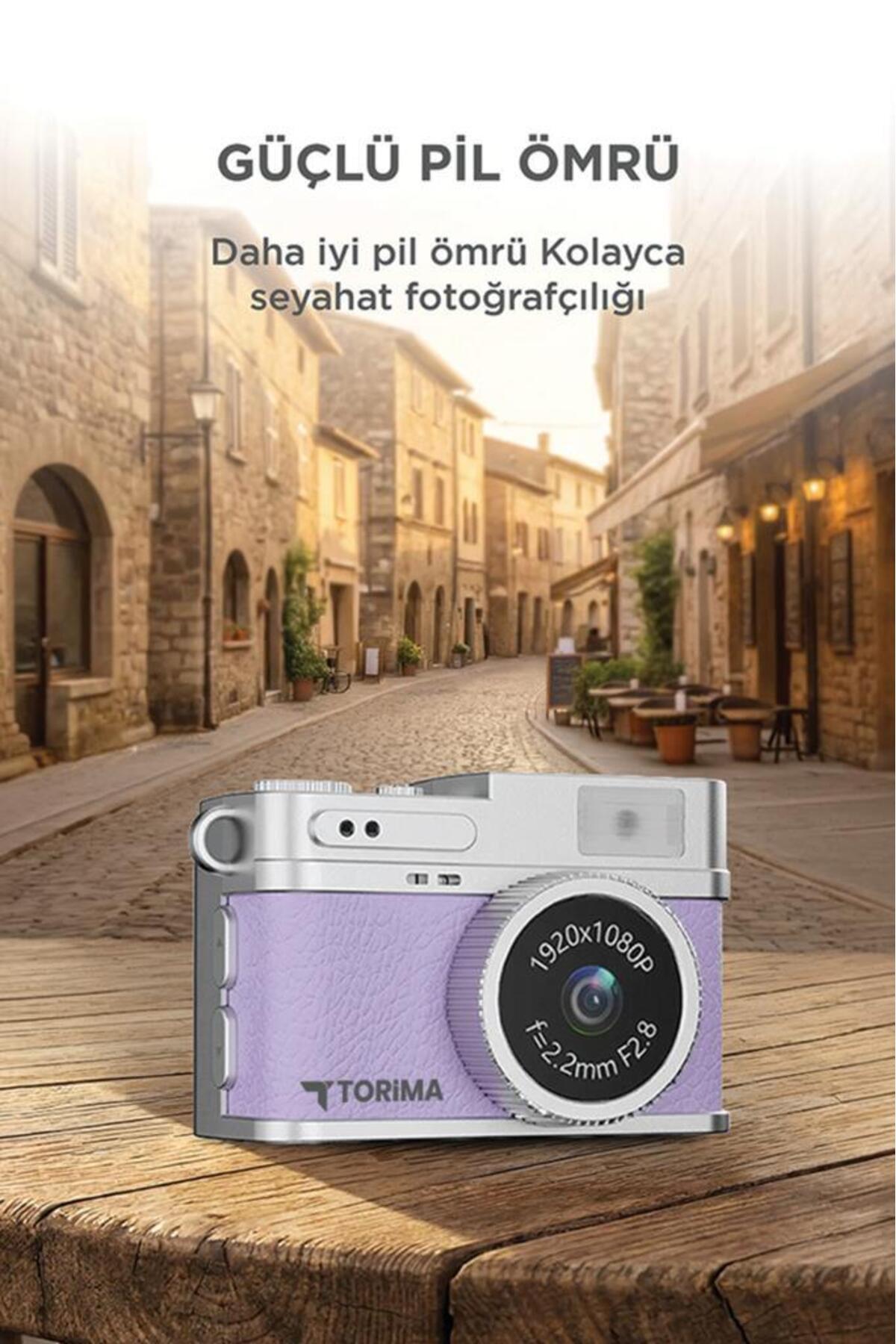 Torima Mini Dijital Kamera Selfie Video Vlog Kamerası Mini Anahtarlık 1080P CMR35 Mor - Görsel 3