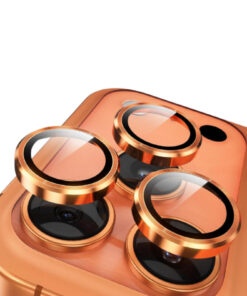 EVAX [Metal] iPhone 17 Pro Max / 17 Pro Uyumlu Kozmik Turuncu Metal Çerçeveli Cam Kamera Lens Koruyucu