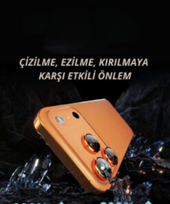 Alternative view of EVAX [Metal] iPhone 17 Pro Max / 17 Pro Uyumlu Kozmik Turuncu Metal Çerçeveli Cam Kamera Lens Koruyucu