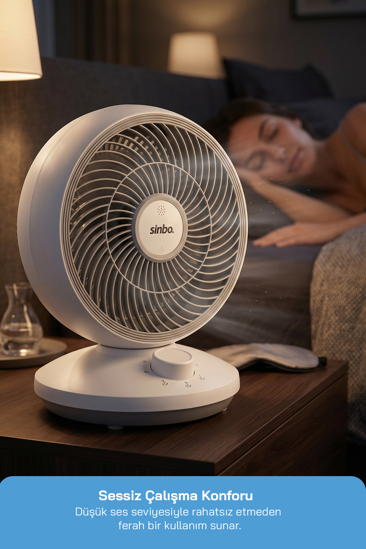 Sinbo SF-7701 Sessiz Mini Vantilatör Aroma Terapi Koku Yuvalı Otomatik Salınımlı Masaüstü Fan - Görsel 3