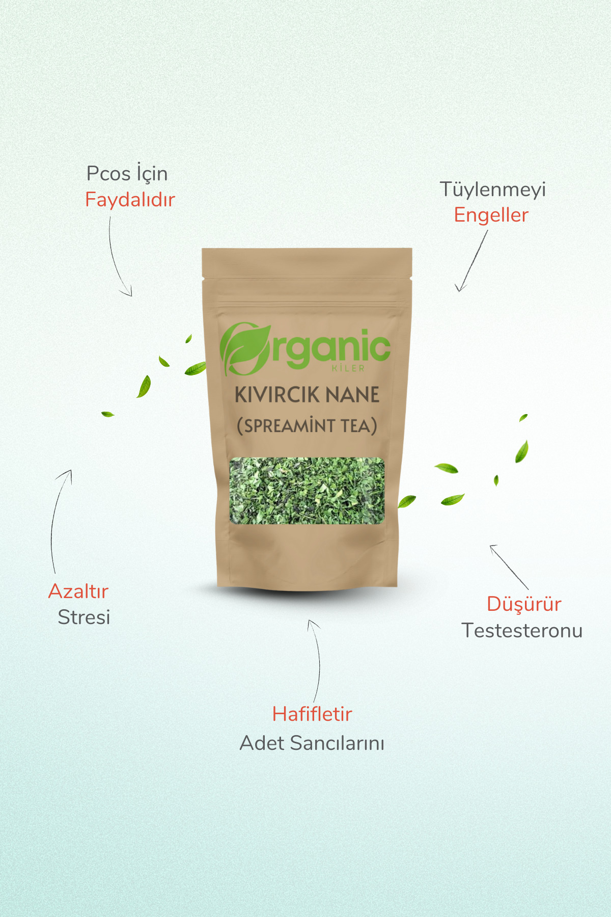 Organik Kiler Doğal Kıvırcık Nane & Katkısız – Spearmint Tea - Kıvırcık Nane Çayı - Pcos & Mide Dostu 55gr - Görsel 3