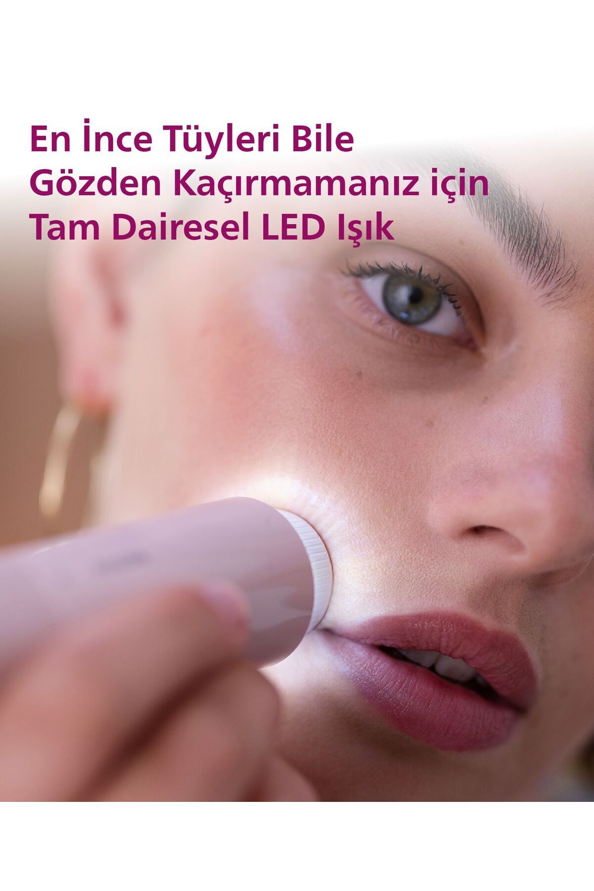 Philips 5000 Serisi BRR454/00 Yüz Epilasyon Cihazı, LED Işıklı, Dahili Ayna, Yıkanabilir, Pembe - Görsel 3