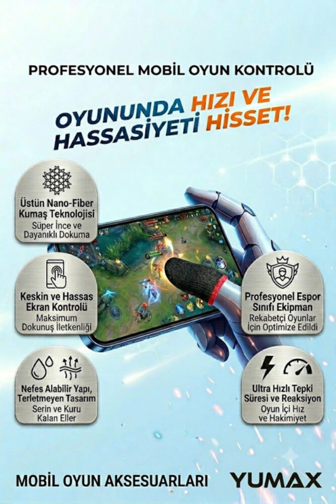 yumax Pubg Ve Diğer Mobil Oyunlar Için Kaymaz Parmak Eldiveni Hassasiyet Ve Hız Bir Arada - Görsel 2