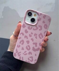 KVK PRİVACY iPhone 13/14/15 Uyumlu Pembe Leopar Desenli İnce Yumuşak Silikon Kılıf - Görsel 3