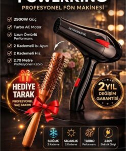 POWERKİNG 2500 Wt Profesyonel Fön Makinesi Kuaförlerin Tercihi 2Yıl Garanti İyonik Saç şekillendirici Hairdrey