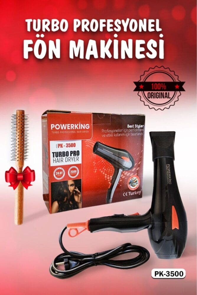 POWERKİNG 2500 Wt Profesyonel Fön Makinesi Kuaförlerin Tercihi 2Yıl Garanti İyonik Saç şekillendirici Hairdrey - Görsel 2