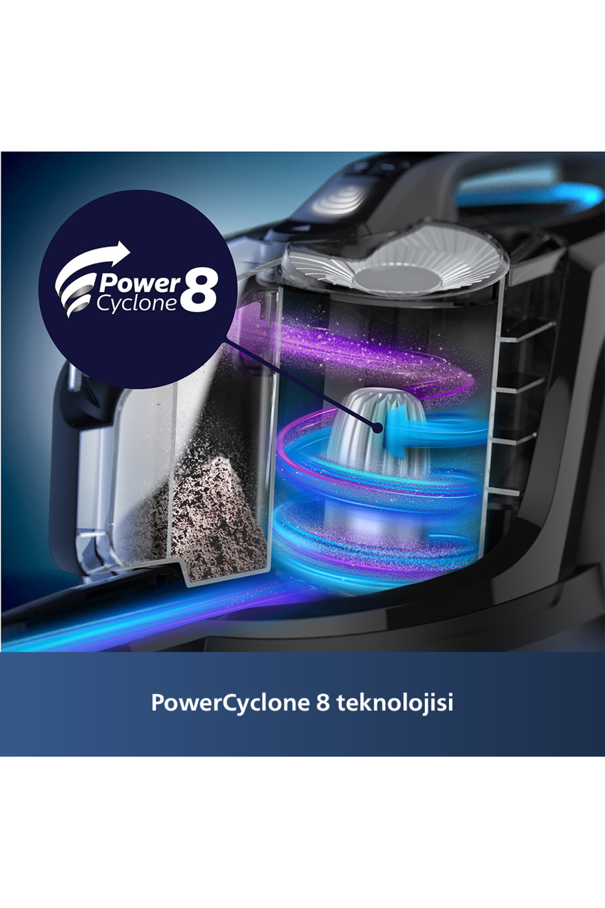 Philips 7000 Serisi Marathon Daily Torbasız Elektrikli Süpürge, 750W, PowerCyclone 8, XB7150/07 - Görsel 3
