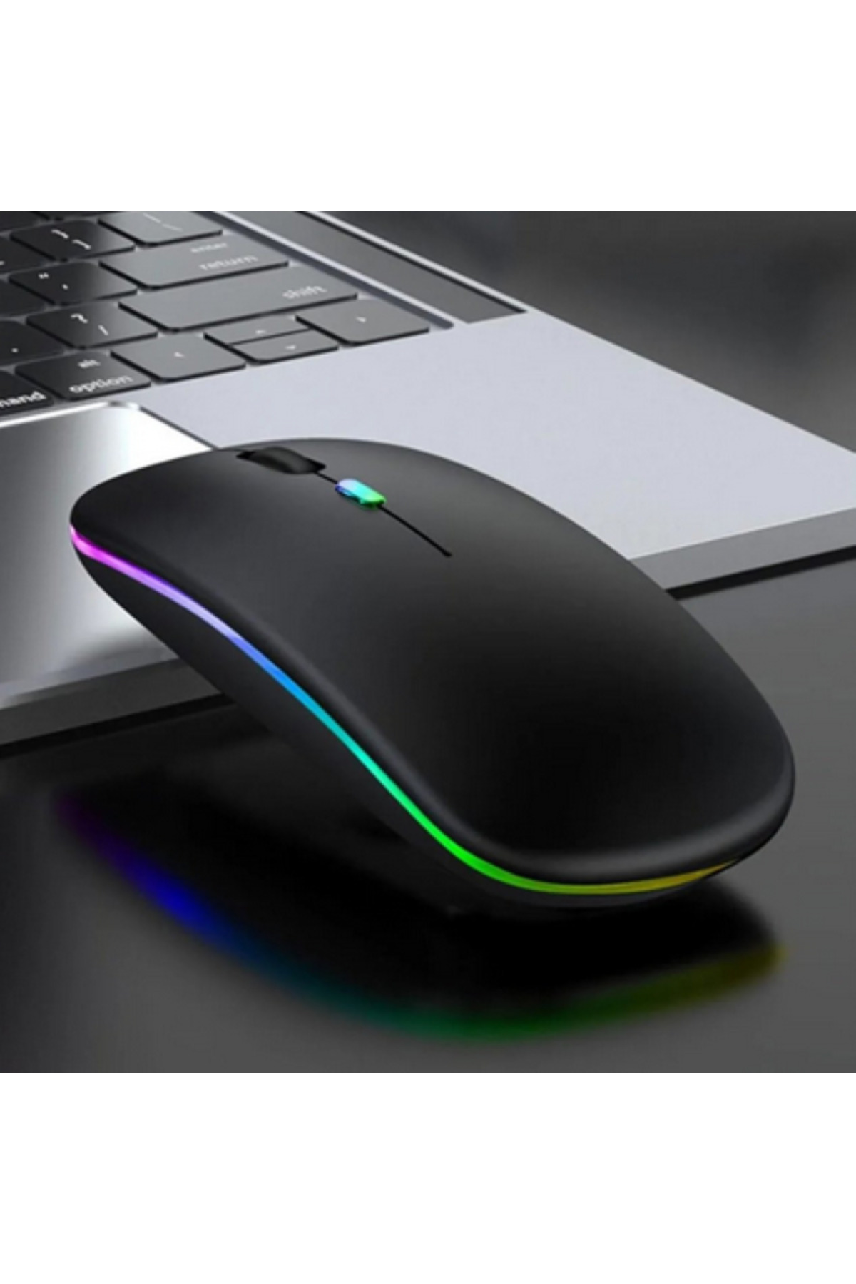 Genel Markalar Şarjlı Kablosuz Sessiz Mouse Rgb Led Işıklı Ultra Slim Usb 2.4ghz Siyah Ledli 800/1200/1600dpi - Görsel 3