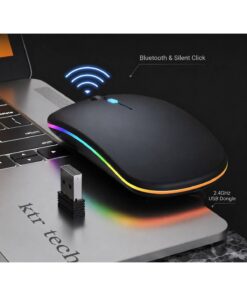 Genel Markalar Şarjlı Kablosuz Sessiz Mouse Rgb Led Işıklı Ultra Slim Usb 2.4ghz Siyah Ledli 800/1200/1600dpi