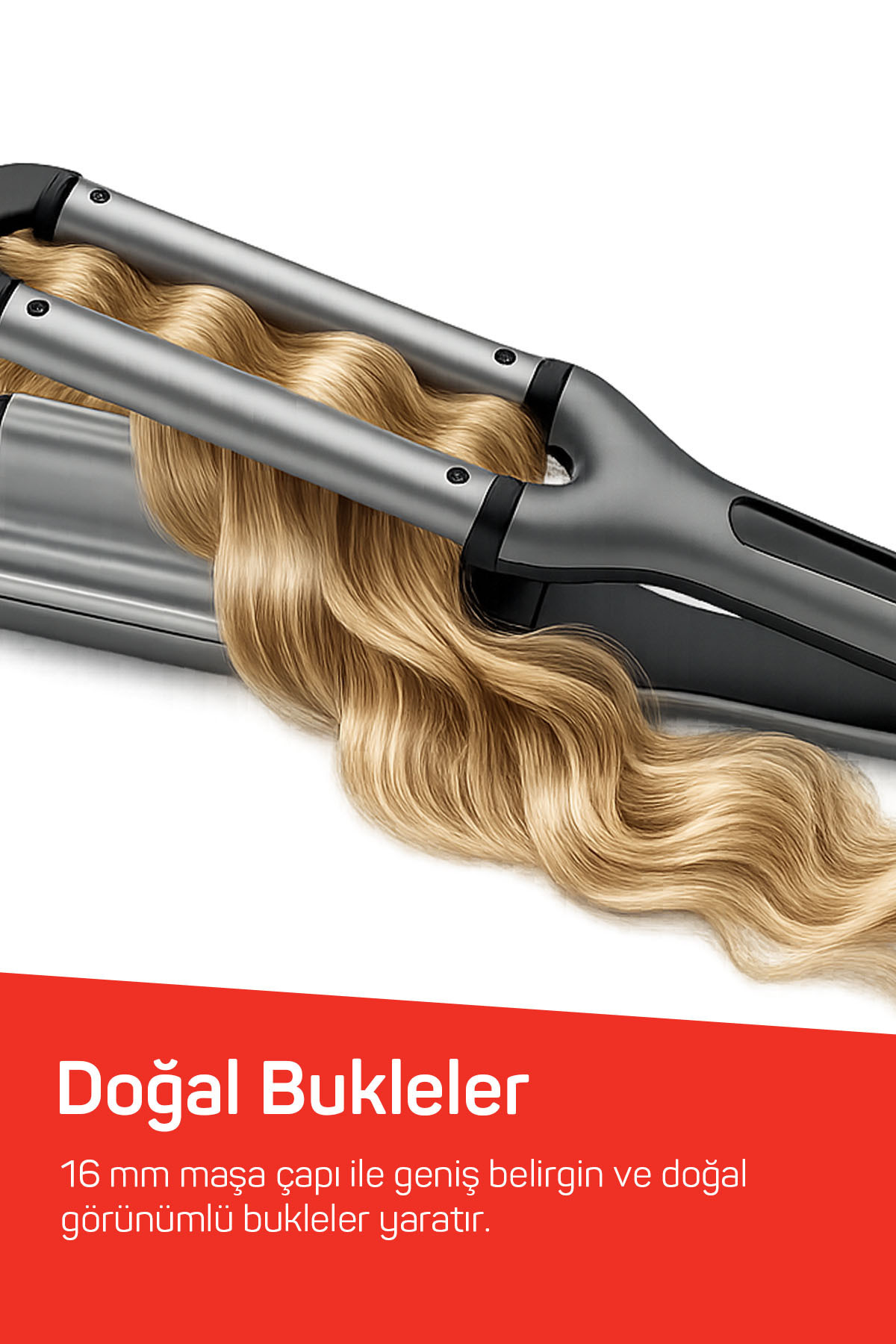 Arzum AR5079 Trendcare Seramik Saç Maşası 16 mm, 9 Kademeli Isı Ayarlı Wag Maşa, Antrasit - Görsel 3
