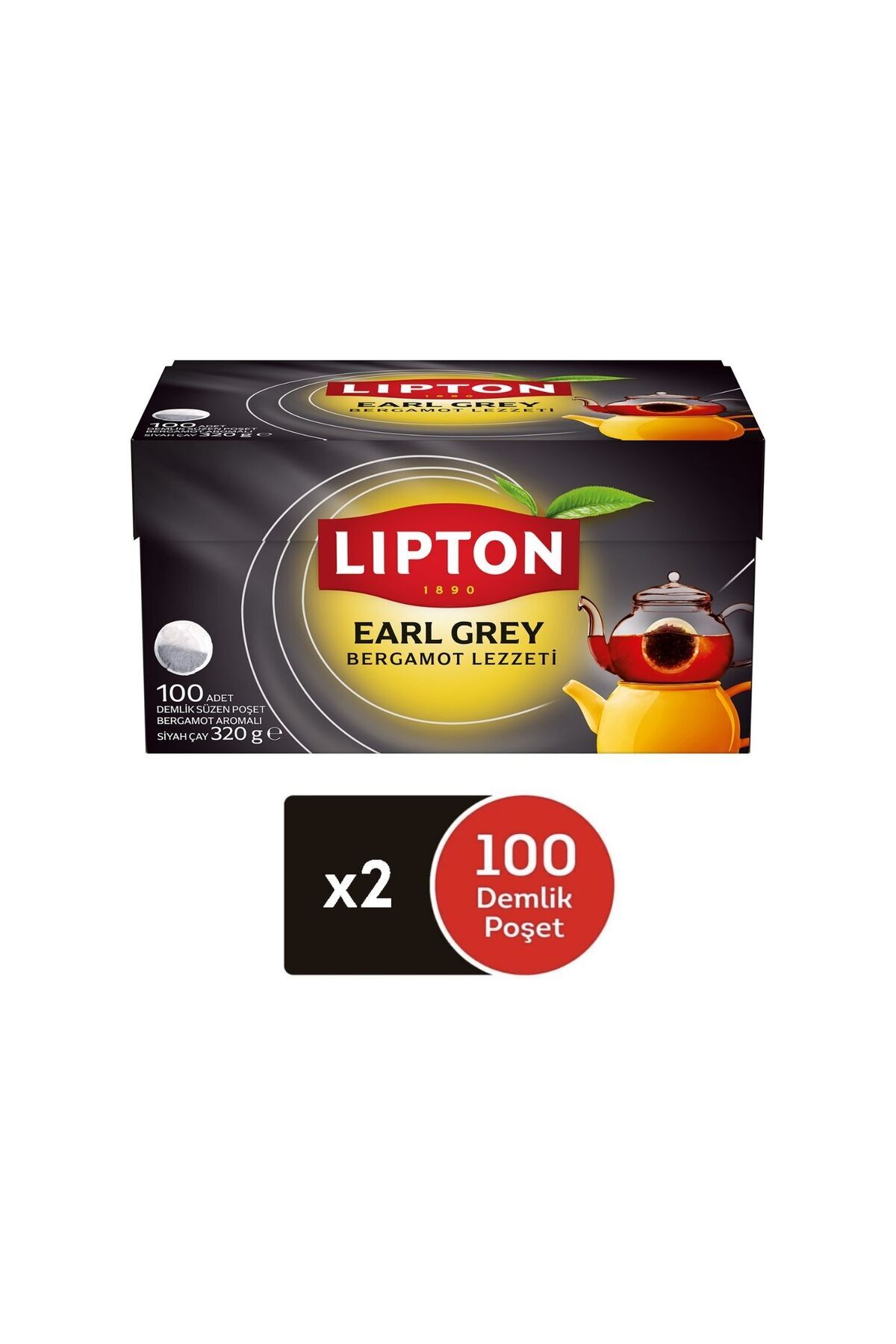 Lipton Earl Grey Demlik Poşet Cay 100'lü x 2 Adet