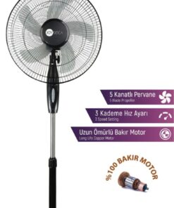 JOYSIDEA FN-100 16 İnç Ayaklı Vantilatör - 3 Kademeli Hız Ayarı, Sessiz ve Etkili Serinlik