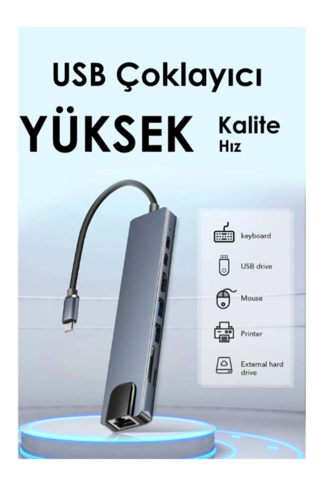 Golden Tech Macbook Pro Air Uyumlu Usb Type-c 8 Hub Dönüştürücü Çevirici Çoklayıcı Usb Hdmı Micro Sd 8in1 - Görsel 2