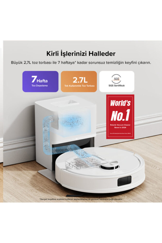 Roborock S8 Pro Plus Akıllı Beyaz Robot Süpürge 10.000 HyperForce Emiş Gücü - Görsel 3