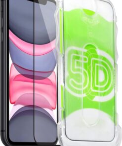 Fibaks Apple iPhone 11 Uyumlu Kolay Uygulama Aparatlı Siyah Çerçeveli Tam Kapatan Cam Ekran Koruyucu