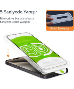 Fibaks Apple iPhone 11 Uyumlu Kolay Uygulama Aparatlı Siyah Çerçeveli Tam Kapatan Cam Ekran Koruyucu - Görsel 3