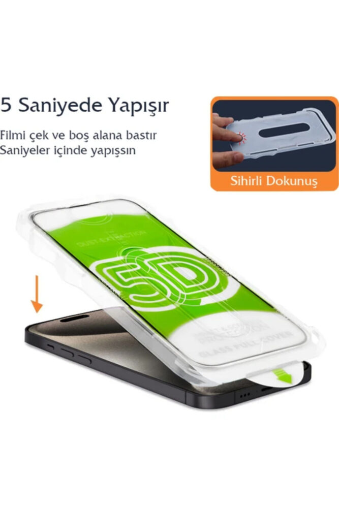 Fibaks Apple iPhone 11 Uyumlu Kolay Uygulama Aparatlı Siyah Çerçeveli Tam Kapatan Cam Ekran Koruyucu - Görsel 3