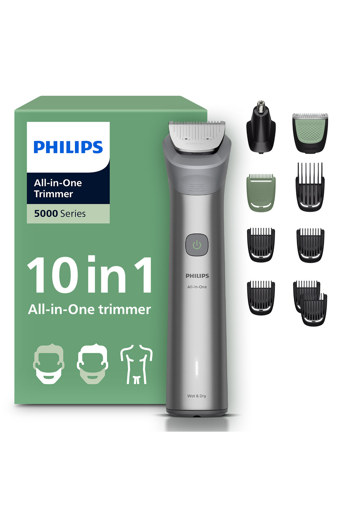 Philips 5000 Serisi 10in1, Erkek Bakım Seti, Yüz/Saç/Vücut Tıraş Makinesi, Islak /Kuru Kullanım, MG5922/15
