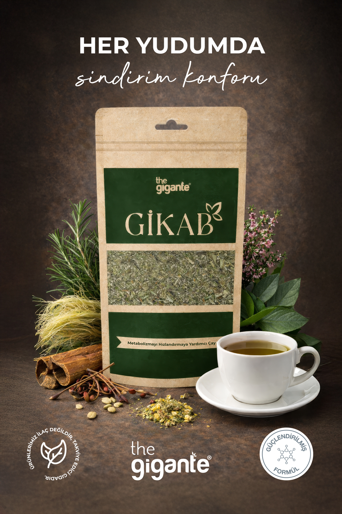 The Gigante Gikab Sindirim Sistemi Düzenleyici Toz Bitki Çayı