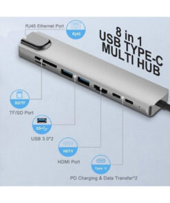 LUX Macbook Pro Air Usb Type-c Hub Dönüştürücü Çevirici Çoklayıcı Usb Hdmı Micro Sd Girişli - Görsel 3