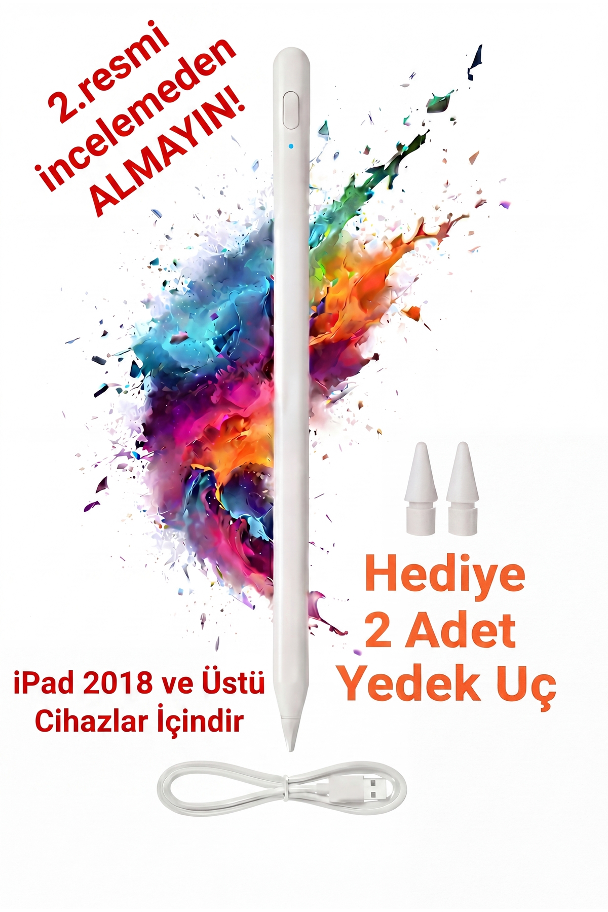 Fibaks iPad Kalem A16 Air 6/7/8/9/10/11/12. Avuç Içi Red Palm Rejection Tablet Kalemi Stylus Yazı Çizim Pen