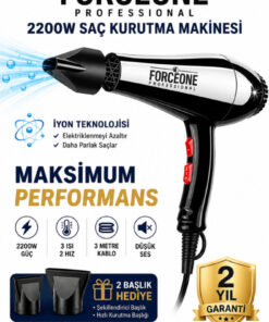 FORCEONE Kuaför Tipi Pro 5500 Turbo Profesyonel Saç Krutma Ve Fön Makinesi Saç Spreyi Ve Firça Hediye - Görsel 3