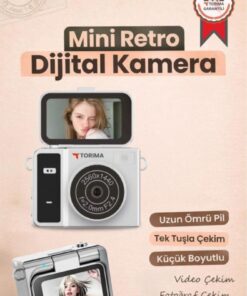 Torima Mini Dijital Kamera 2K Flip Ekranlı Selfie Video Vlog Kamerası CMR46 Siyah
