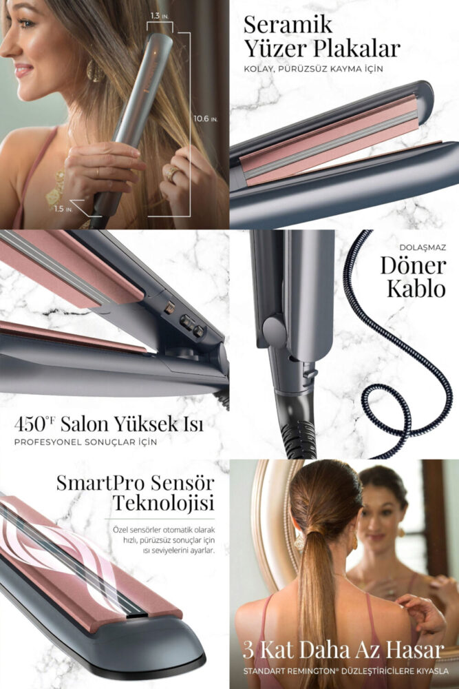 Remington S8598 Keratin Protect Akıllı Saç Düzleştirici - Keratin & Badem Yağlı Seramik Isı Korumalı - Görsel 2