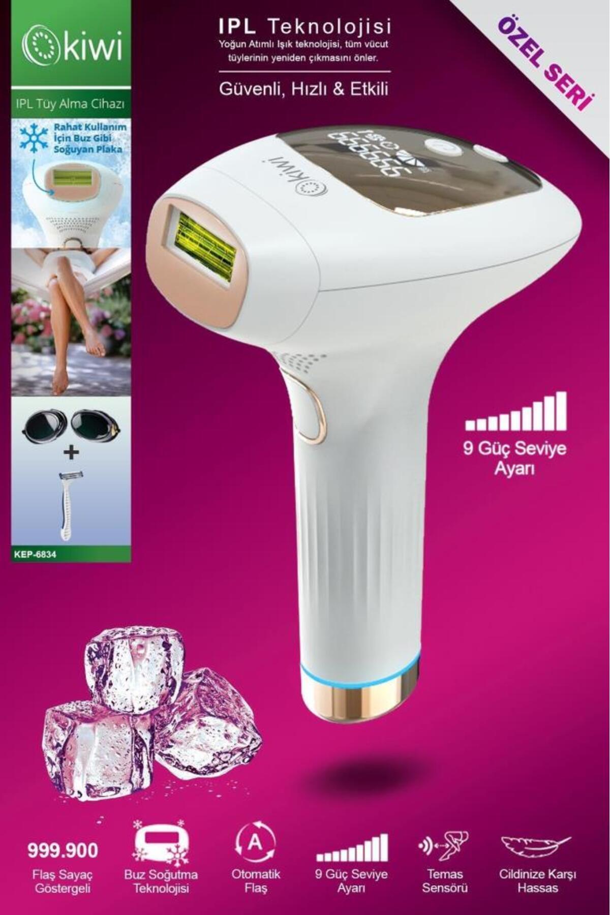 Kiwi Kep-6834 Ipl Buz Lazer Epilasyon Tüy Alma Cihazı Otomatik Yüz,vücut,hassas Bölge 999.900 Atım