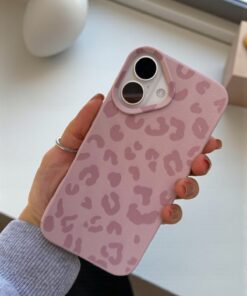Alternative view of KVK PRİVACY iPhone 16 Uyumlu Pembe Leopar Desenli İnce Yumuşak Silikon Kılıf