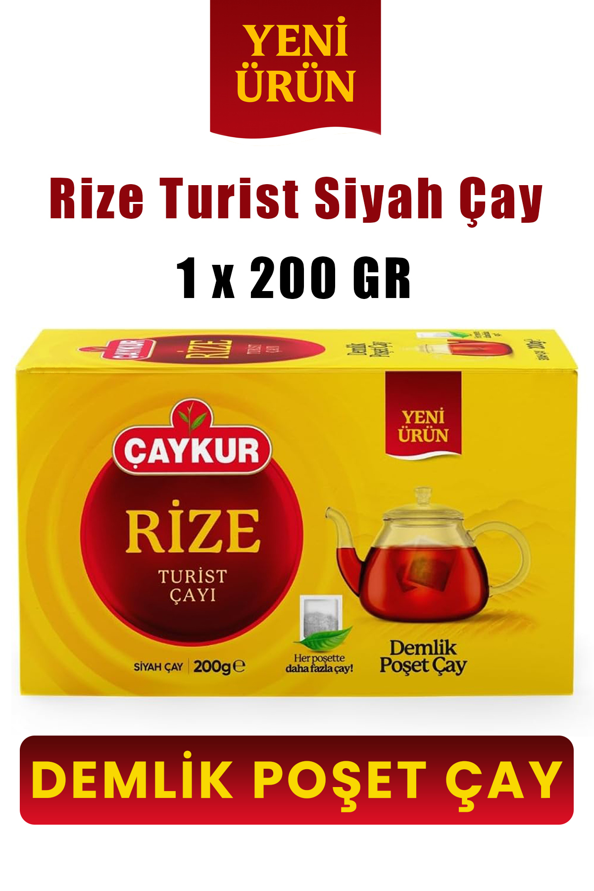 Çaykur Rize Turist Siyah Demlik Poşet Çayı 200 GR