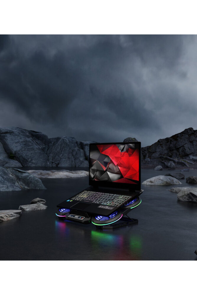 Rampage Prote R6 Rgb 6 Fanlı Telefon Standlı Yükseklik Ayarlı 17 Inç Notebook Soğutucu Stand - Görsel 3