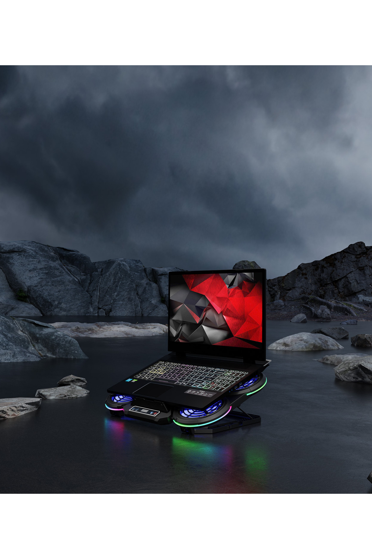 Rampage Prote R6 Rgb 6 Fanlı Telefon Standlı Yükseklik Ayarlı 17 Inç Notebook Soğutucu Stand - Görsel 3