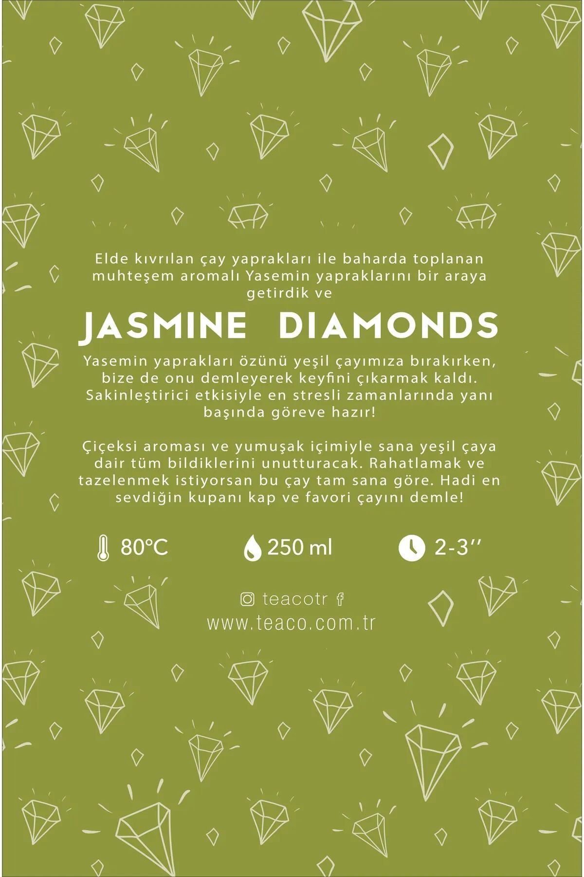 TEA CO Jasmine Diamonds-yaseminli Yeşil Çay Müslin Çay Poşeti - Görsel 3