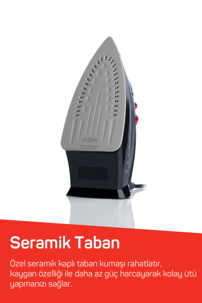 Arzum AR684 Olivya Buharlı Ütü 2400W, Seramik Taban, Dikey Buhar, Şok Buhar, Damlama Önleme, Siyah - Görsel 3