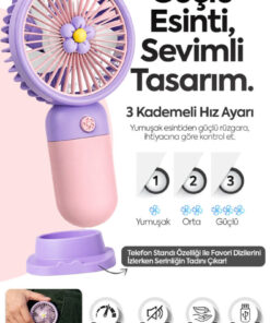 Alternative view of CLNK Yeşil Çiçek Tasarım 3 Kademe Sessiz Mini El Masa Fan Vantilatör Turbo Üfleme Kademe Taşınabilir Fan