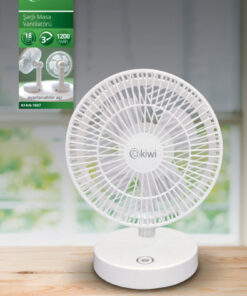 Kiwi Kfan-7607 Şarjlı Beyaz Ayarlanılabilir Mini Fan Masa Üstü Vantilatörü Usb Soğutucu Sessiz Fan
