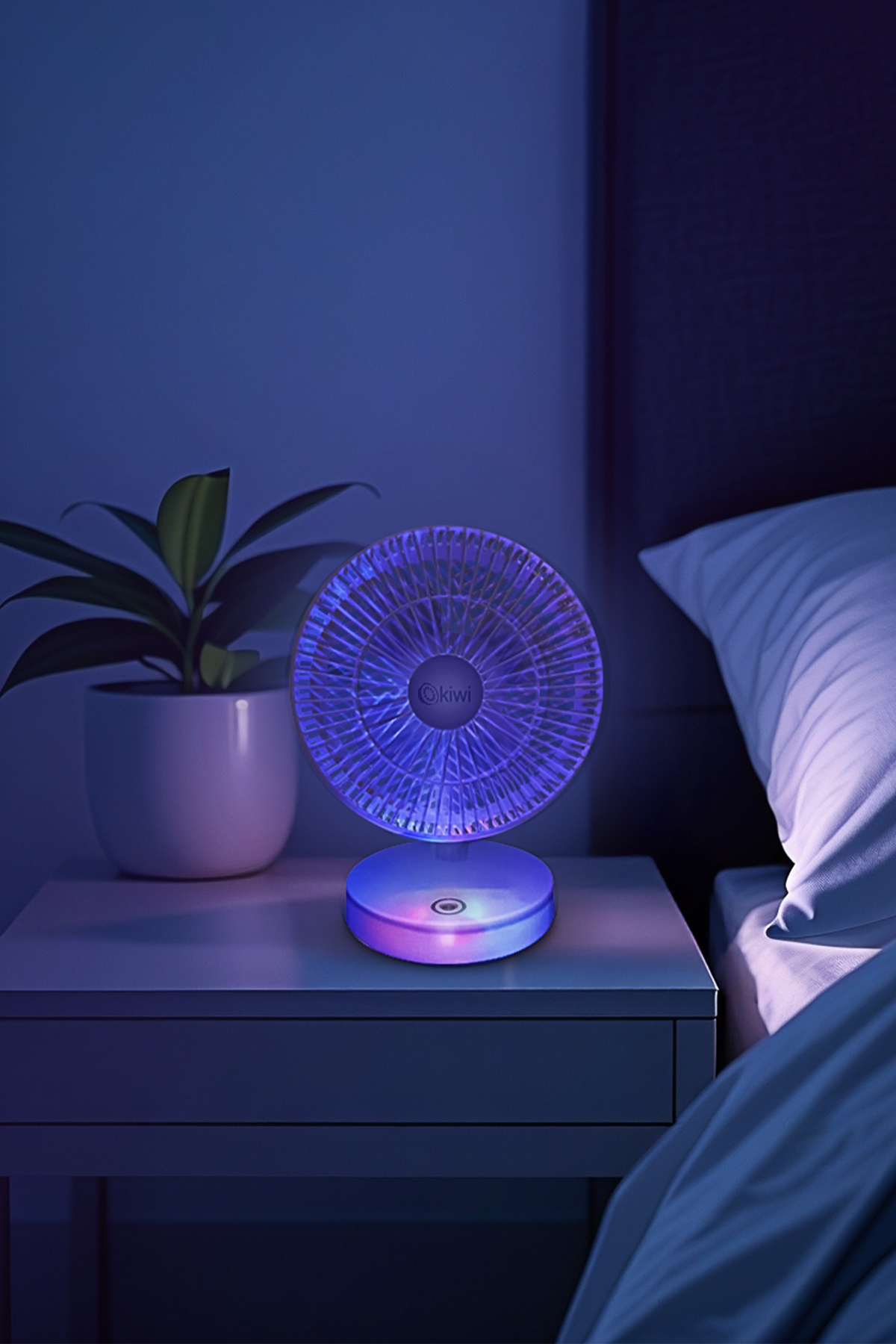 Kiwi Kfan-7607 Şarjlı Beyaz Ayarlanılabilir Mini Fan Masa Üstü Vantilatörü Usb Soğutucu Sessiz Fan - Görsel 3
