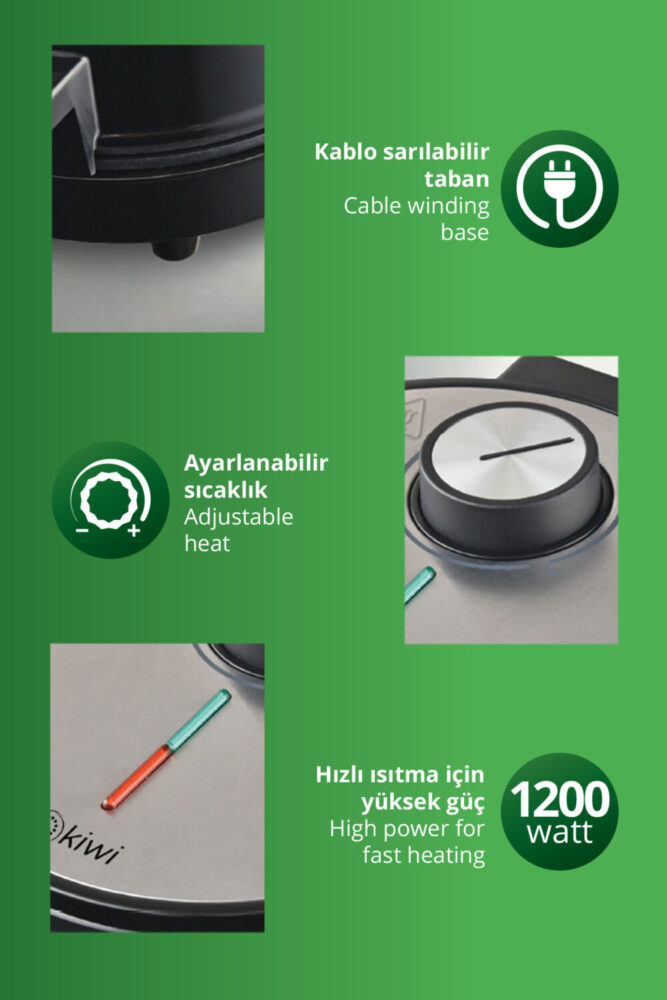 Kiwi Ksm-2442 Yapışmaz Plakalı Paslanmaz Çelik Waffle Makinesi - Görsel 2