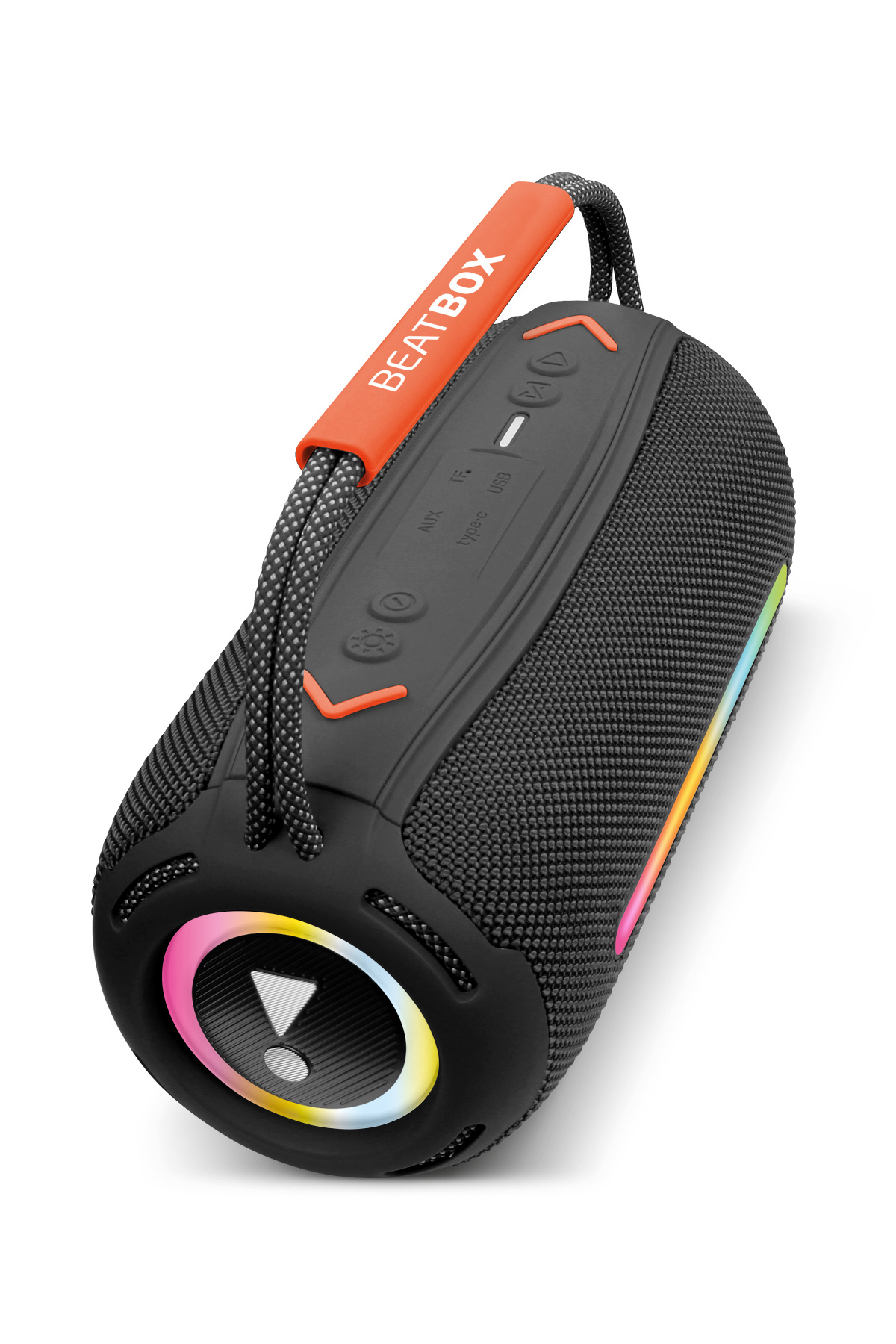Powerway Beatbox Siyah Led Işıklı Dayanıklı Ses Bombası Usb Sd Aux Fm Radyo Bluetooth Hoparlör
