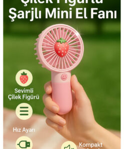 VOOKA Fan Soğutucu Mini Vantilatör Klima Güçlü Serinletici Taşınabilir Şarjlı Masa Üstü Sessiz Standlı