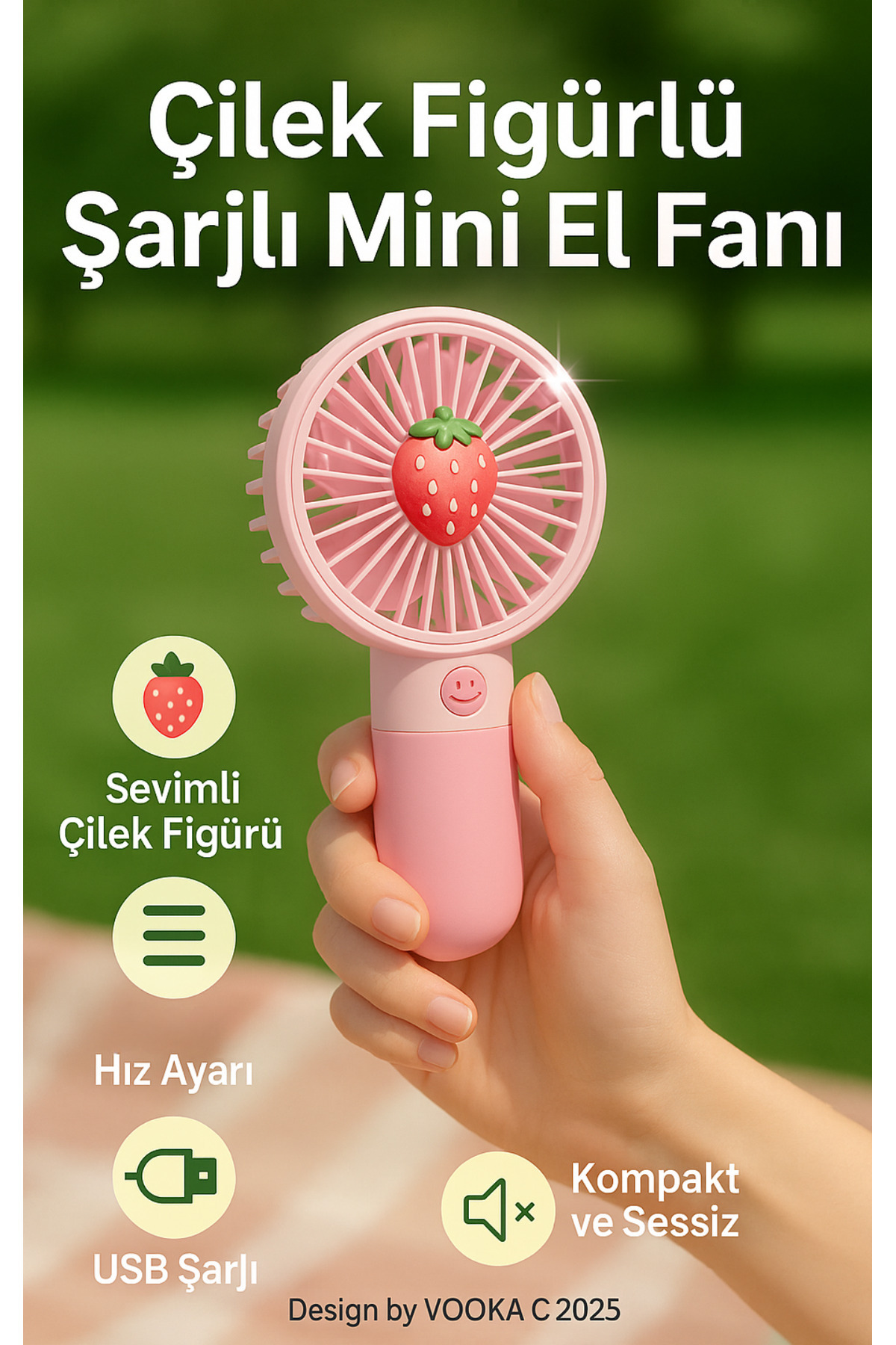 VOOKA Fan Soğutucu Mini Vantilatör Klima Güçlü Serinletici Taşınabilir Şarjlı Masa Üstü Sessiz Standlı