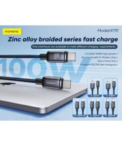Fibaks 100w 1 Metre Samsung Huawei Xiaomi Apple iPhone 15 16 17 Plus Pro Max Type-C Hızlı Şarj Kablosu - Görsel 3
