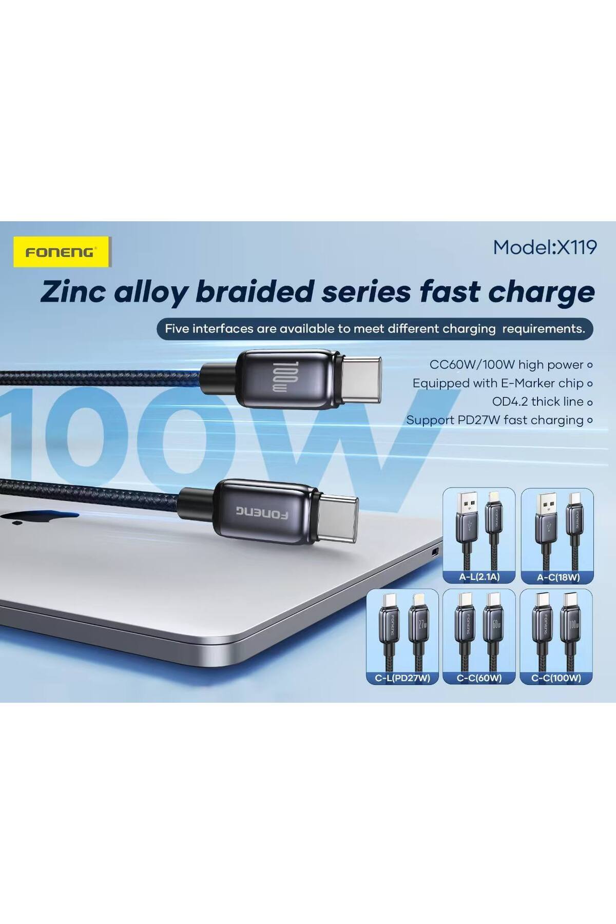 Fibaks 100w 1 Metre Samsung Huawei Xiaomi Apple iPhone 15 16 17 Plus Pro Max Type-C Hızlı Şarj Kablosu - Görsel 3