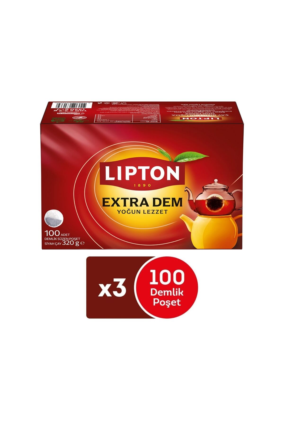 Lipton Extra Dem Demlik Poşet Çay 100'lü X 3 Adet