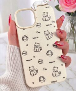 Alternative view of Fibaks iPhone 15/14/13 Kılıf 3D Uyuyan Kedi Figürlü Happy Cat Desenli Darbe Emici Esnek Silikon