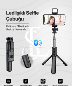 EN SİGA Led Işıklı Selfie Çubuğu Bluetooth Kumandalı Kablosuz Tripot Selfie Monopod Selfie Stick - Görsel 3