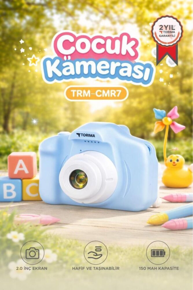 Torima Dijital Fotoğraf Makineleri Çocuk Kamerası 1080P Hd CMR7 Mavi